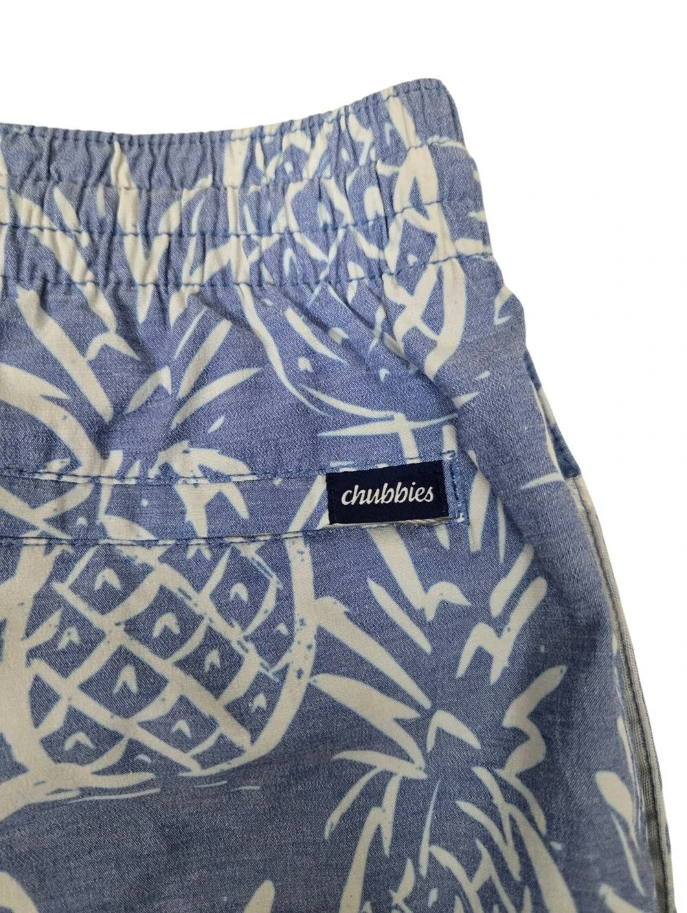 Chubbies Mens Blue Swim Trunks White Pineapple Print